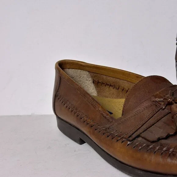 Giorgio Brutini Brown Tassel Leather loafers Shoes Men 10.5 Slip Ons Prep Casual - Picture 10 of 13
